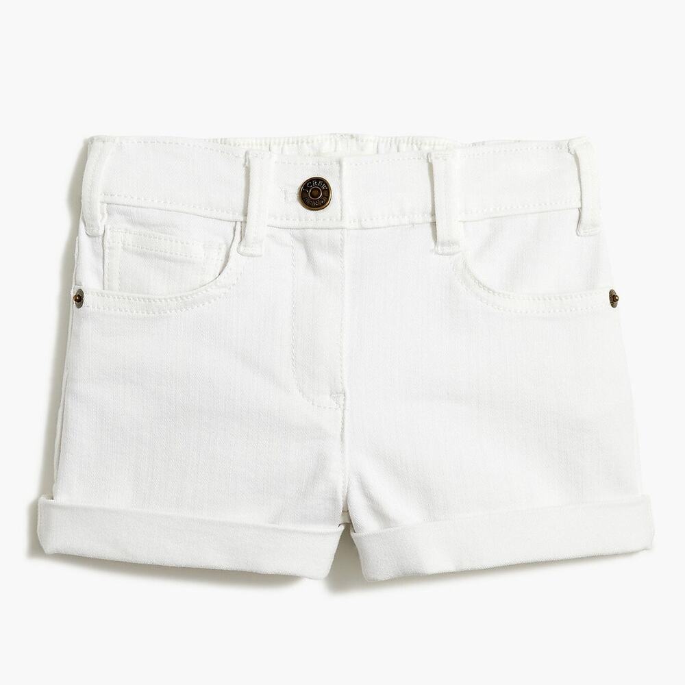 NWT Crewcuts J. Crew Jeans Shorts Cuffed Hem Cotton Blend White Girls Size 3